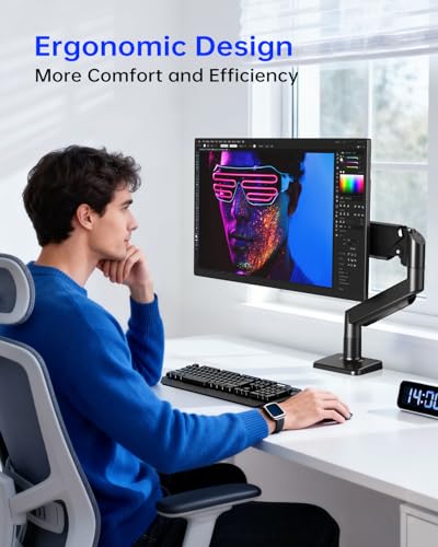 Single Monitor Stand for 13 to 32 inch Screens, Gas Spring Monitor Arm with Swivel, Tilt, Rotation, Height Adjustable, Desk Mount with C-Clamp and Grommet Base, Holds 4.4 to 19.8lbs Screen, Black - size: Non-RGB Single Arm Black