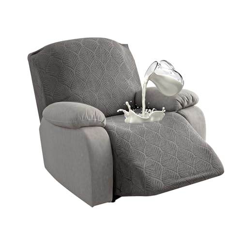 100% Waterproof Recliner Cover, 1 Pieces Reclining Chair Cover Stretch Sofa Slipcovers Washable Furniture Protector for Pets, Dogs, Kids (Gray, 1 Seater X-Large) - color: Grey, size: 30"-37" 1 Seater XL