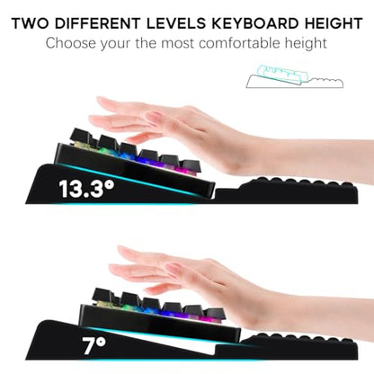 JIKIOU Keyboard Stand with Wrist Rest, Computer Keyboard Stand Pad with Non-Slip Base, Comfy Ergonomic Keyboard Riser Holder for Gaming Office Home 17.13x9.5 in Black