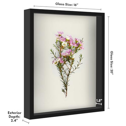 Americanflat 16x20 Shadow Box Frame with Polished Plexiglass - Silhouette Collection - Large Shadow Box Display Case for Tabletop and Wall Display - Black with Soft Felt Back - color: Black, size: 16x20