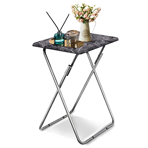 Garden 4 you Portable Folding TV Tray/TV Trays Foldable Dinner Snack Trays Table, Portable Foldable Table Small Sofa Bedside Tables with Light Weight, 15 x 18.9 x 26 in(Black Marble,1PC) - color: Black Marble, size: 1pc