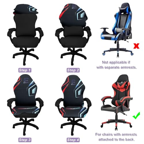 Gaming Chair Covers, 3D Printing One-piece Universal Fit Gaming Chair Seat Cover with Armrest Sloipcover(Color:Style 3) - color: Style 3