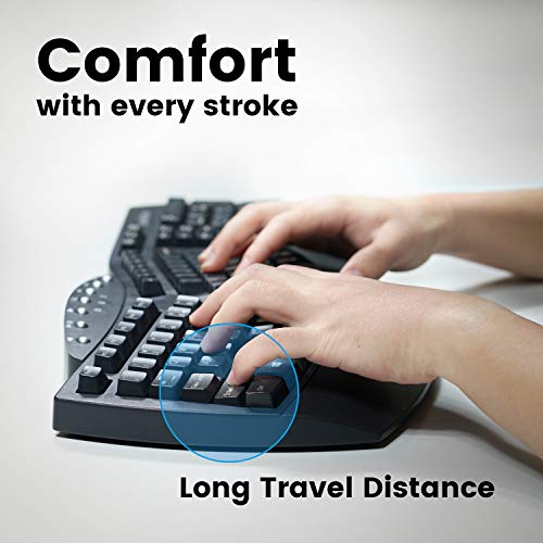 Perixx PERIBOARD-512B Wired Ergonomic Keyboard - Split Keyboard, Wrist Rest, Natural Typing - Wired USB Connectivity - US English - Black - color: Black
