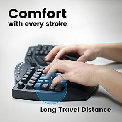 Perixx PERIBOARD-512B Wired Ergonomic Keyboard - Split Keyboard, Wrist Rest, Natural Typing - Wired USB Connectivity - US English - Black - color: Black