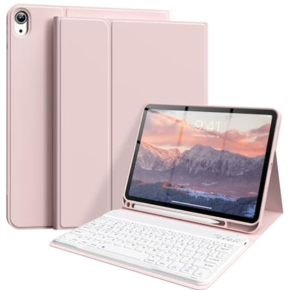 Keyboard Case for iPad (A16) 11th Gen 11 Inch 2025, iPad 10th Generation 10.9 inch 2022 with Pencil Holder, Wireless Keyboard and Slim Lightweight Soft Cover Auto Wake/Sleep, Pink - color: Pink