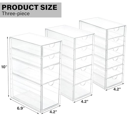 Prsildan 15 Drawers Teacher Toolbox Acrylic Containers, Set of 3 | Clear, Pens Markers Stickers Hardware Storage, Office Desk Kitchen Cabinet Garage Organizer - style: 15 Drawers