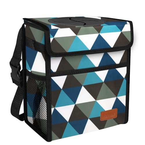 Femuar Car Trash Can with Lid - Leak Proof, Waterproof, Multipurpose Car Hanging for Headrest, Collapsible and Portable with Storage Mesh Pocket, Triangle - color: Triangle, size: 2.25 Gallons