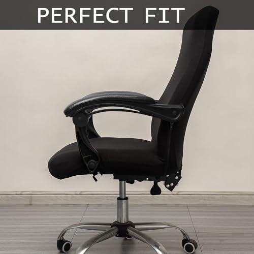Melaluxe Office Chair Cover - Universal Stretch Desk Chair Cover, Computer Chair Slipcovers (Size: L) - Black - color: Black, size: Large Chair Cover