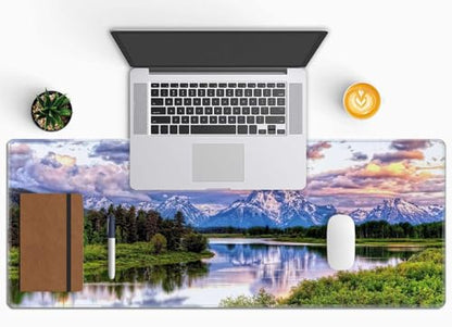 Gaming Mouse Pad, Large Non-Slip Rubber Base Mousepad, Keyboard Mouse Mat, Desk Pad with Stitched Edges, 31.5x11.8inch, Grand Teton National Park - color: Grand Teton National Park