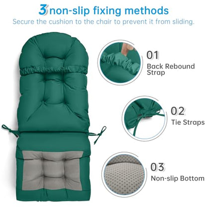 Adirondack Chair Cushion Waterproof Rocking Chair Cushion, Tufted High Back Patio Chair Cushions with Anti-Slip Ties for Rocking Chairs,Adirondack Chair,Patio Furniture (Green) - color: Green