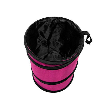 FH Group Automotive Waterproof Portable Collapsible Small Trash Can Garbage Container fits Most Cars,Polyethylene, SUVs, and Trucks Pink - color: Pink, style: Small