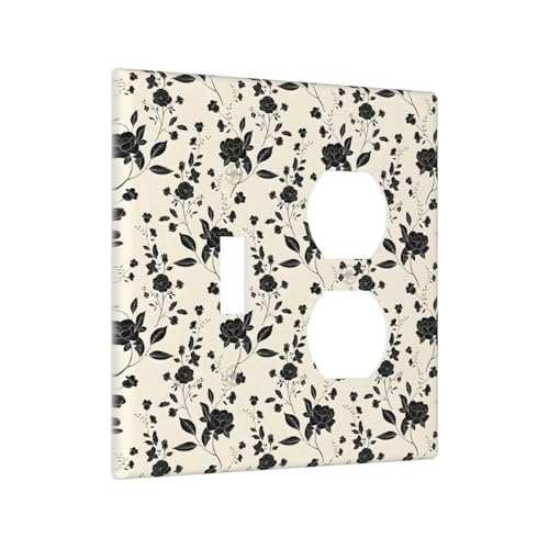 Black Rose Dark Romance Wildflowers Floral Wallplates 1 Toggle 1 Duplex Switch Plate Electrical GFCI Faceplate Decorative Light Switch Covers for Bedroom Living Room Decor - color: Black Rose Dark Romance Wildflowers Floral, size: 1 Toggle 1 Duplex / 4.6