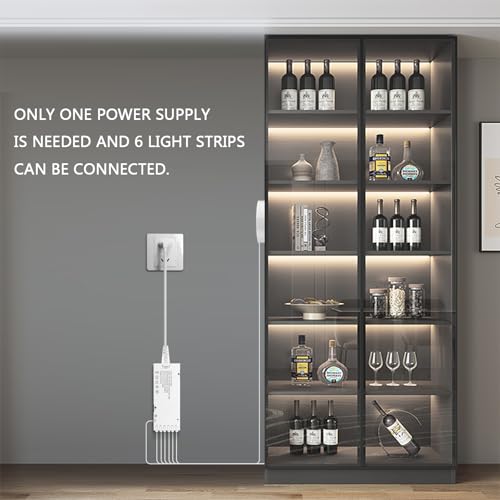 12V Under Cabinet Lighting Kit,3.3Ft 6-in-1 Self-Adhesive COB LED Strip Lights with 36W Adapter Touch Dimmable Led Shelf Lighting 4000k for Kitchen Counters Book Shelf Closet Showcase - color: Neutral White, size: 3.3Ft