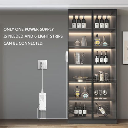 12V Under Cabinet Lighting Kit,3.3Ft 6-in-1 Self-Adhesive COB LED Strip Lights with 36W Adapter Touch Dimmable Led Shelf Lighting 4000k for Kitchen Counters Book Shelf Closet Showcase - color: Neutral White, size: 3.3Ft