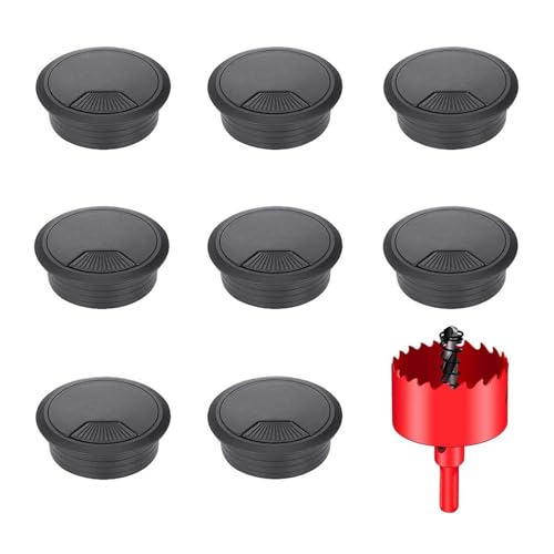 TuTuYa 8PCS Desk Grommet, Desk Grommet 2-3/8 Inch (60mm) Black Desk Cable Grommet Desk Cable Hole Covers with Hole Saw, Ideal Solution for Office and Home Table Cable - color: 2-3/8 Inch_60mm Black 8PCS