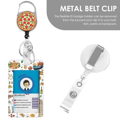 Italy Lanyards ID Badge, Italians ID Badge Holder with Retractable Reel Clip and Keychain, Heavy Duty Vertical Identity Badge Cover Case Protector for Teacher Nurse Khaki - color: Italy-khaki