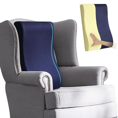 2-in-1 Neck Pillow Lumbar Support Pillow for Recliner Couch& Glider Chair - High Resilient Foam Ergonomic Back Support for High-Back Rocking Chairs, Glider Rocker Replacement Cushions Navy L - color: Navy Blue, size: Size L for 5.8-6.1ft.
