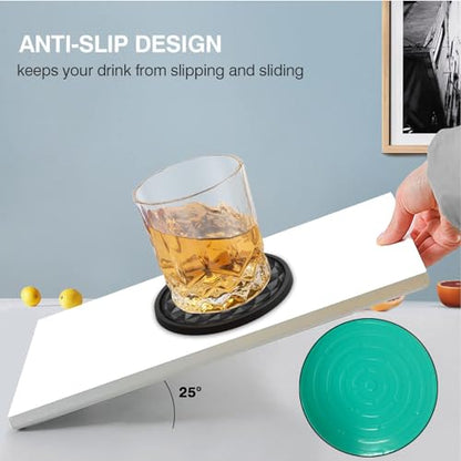 Silicone Coasters [6 Pack] with Holders Drink Coasters, Table Cup Mat, for Hot or Cold Drinks Thickened, Non-Slip, Non-Stick, Deep Tray Black - color: Black
