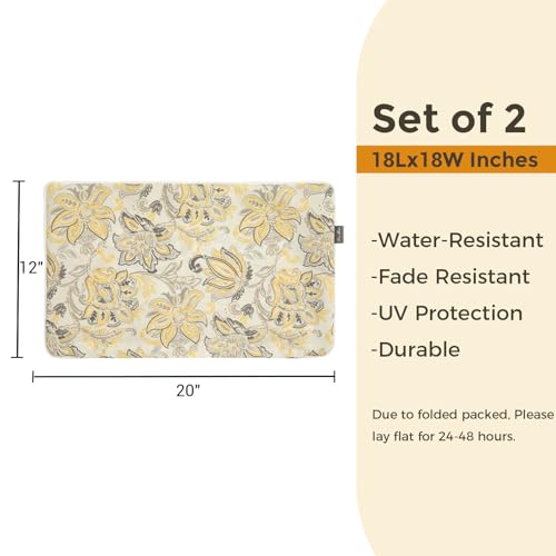 FUNHOME Water Resistant Outdoor Lumbar Pillow Covers 12x20 inch Set of 2,Zipper Pillows Cover,Home Decorative for Sofa Headrest,Patio Furniture Couch Chair Pillows Cover Only(Yellow Flower) - color: Yellow Flower (Cover Only), size: 20" x 12" (Pack of 2)