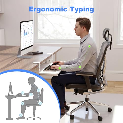 XINLEI Keyboard Tray Under Desk Large C-Clamp 25.6” (30” Including Clamps) x 11.8” Slide-Out Platform Computer Drawer Pull Out Keyboard & Mouse Tray White DSF4W - style: DSF4 White