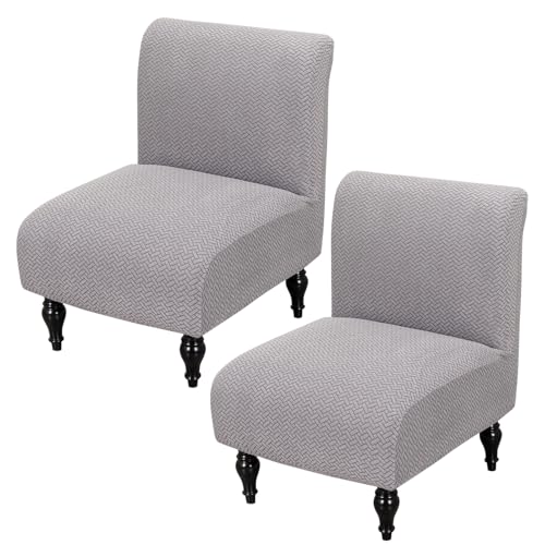 FUANGUI Armless Accent Chair Cover Slipcover, Stretch Spandex Chair Covers for Living Room Removable Washable for Armless Chair Furniture Protector - color: A9, size: 2pcs