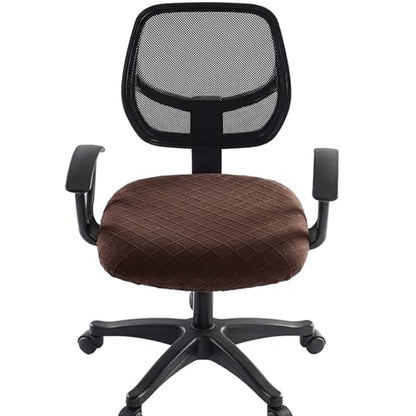 Stretch Jacquard Office Chair Cover, Removable Washable Desk Chair Cover, Anti-dust Seat Cushion Protectors - Chocolate - color: Chocolate, size: Chair Seat Cover
