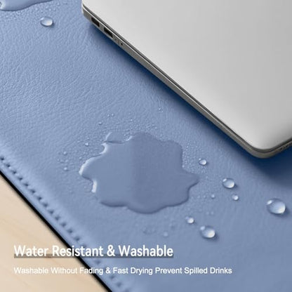 Dual Sided Leather Desk Mat - Waterproof Desk Pad - Ideal for Large Mouse Pad and Desk Mats on Top of Desks (Blue, 11"*8") - color: Blue, size: 11"*8"