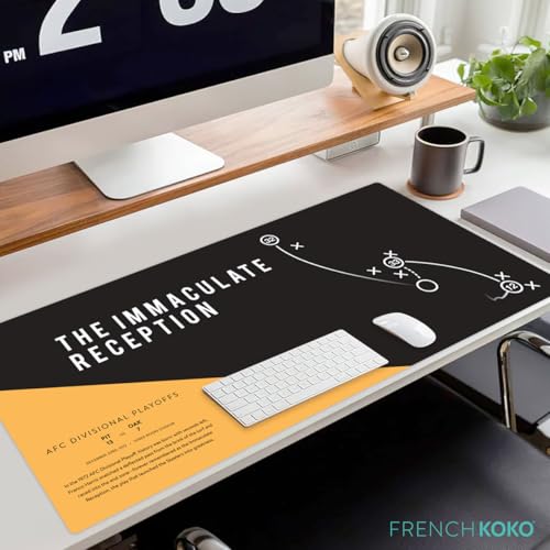 French KOKO Large Pittsburgh Football Desk Mat for Desktop – XL Black and Gold Desk Pad Mat Featuring The Immaculate Reception Play, Man Cave Office Decor, Football Fan Gift - Immaculate Reception - color: Pitt Football: The Immaculate, size: 16.5" x 36"