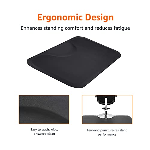 Amazon Basics Rectangular Anti-Fatigue Salon & Barber Shop Floor Mat, Non-Slip Standing Surface, 3ft x 5ft x 5/8 inch, Black