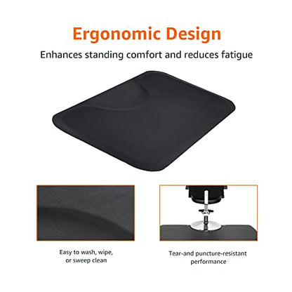 Amazon Basics Rectangular Anti-Fatigue Salon & Barber Shop Floor Mat, Non-Slip Standing Surface, 3ft x 5ft x 5/8 inch, Black