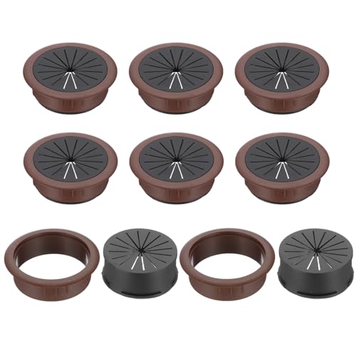 PATIKIL 60mm(2 3/8inch) Desk Grommet,8pcs Desk Cord Hole Cover Desk Cable Hole Grommet Cover Sturdy ABS Plastic Round Large for Cables Cabinets Desktop Equipment Wiring Organizing, Brown - color: Brown, size: 60mm