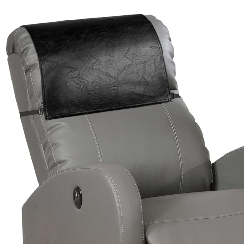 Recliner Headrest Protector,Non Slip Waterproof Headrest Cover,Leather Recliner Headrest Cover for Sofa,Furniture,Living Room,Office Chair 17x27 in(Black) - color: Black, size: Elastic