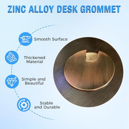Desk Grommet 1-3/8" (35 mm), Desk Cord Hole Cover, Cable Grommet Metal Zinc Alloy Materilal, Desk Hole Grommet for Office and Home Table Cable, Detachable Cable Cord Organizer (Copper Red 1 Pcs) - size: 1-3/8" (35 mm), style: Copper Red