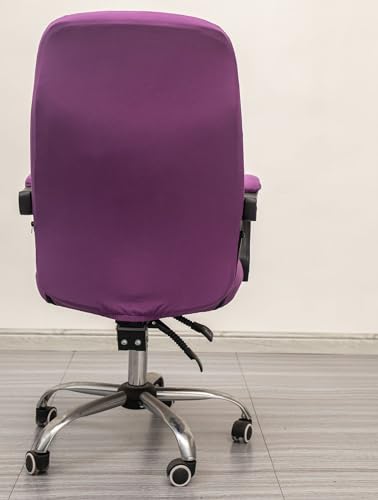 Melaluxe Office Chair Cover with Arm Covers - Universal Stretch Desk Chair Cover, Computer Chair Slipcovers (Size: L) - Purple - color: Dark Purple, size: Large with Arm Cover