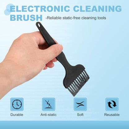 PATIKIL ESD Brush, 3Pcs Electronic Cleaning Brush Set with Tweezers Anti Static Cleaning Tools Plastic Flat Nylon for PCB Computer Keyboard Camera 3D Printers, 25x62mm Bristles