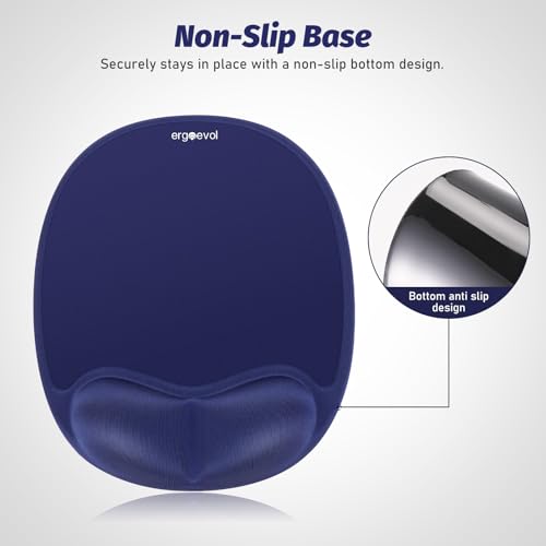 Ergonomic Mouse Pad for Vertical Mouse, Memory Foam (Midnight Blue) - color: Midnight Blue