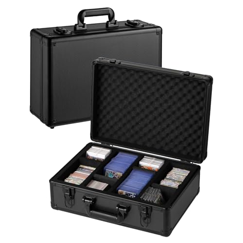 Card Storage Box Waterproof Card Case with Handle Portable Trading Card Case with Sponge Partition Graded Card Storage Case Organizer Fits CSG, BGS, CGC, SGC,PSA (L) - size: L