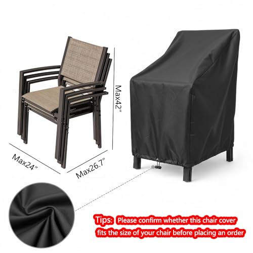 Outdoor Chair Cover Waterproof Sunproof Oxford Fabric with Drawstring - All Weather Protection for Patio, Garden, Balcony Furniture (Black 2 piece ) - size: 42"*26.7"*24"(2 piece)