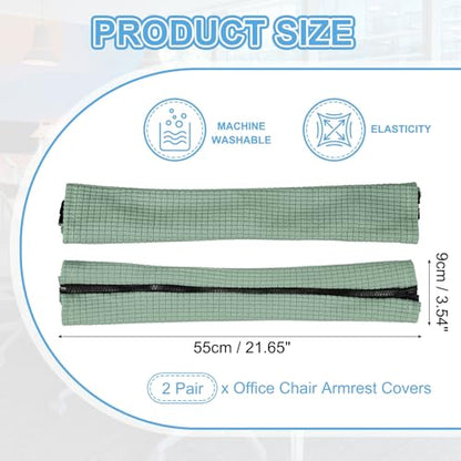 PATIKIL 22x4 in Office Chair Armrest Covers, 2 Pair Office Chair Arm Covers Long Computer Chairs Arm Rest Cover with Zipper Removable Rest Slipcover Hand Rest Protector, Pine Green - color: Pine Green