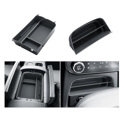 BIBIBO 2Packs for 2026 Hyundai Palisade Center Console Organizer 2026 Hyundai Palisade Calligraphy Insert Console Tray 2026 Palisade Organizer Shelf 2026 Palisade (ONLY FIT Palisade Calligraphy) - color: Black-(Single layer+Insert shelf)