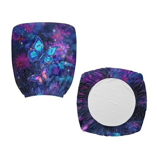 Galaxy Butterfly Computer Chair Covers Stretchable Office Chair Cover Dorm Computer Rotating Chair Slipcover 2 Piece Washable Seat and Back Cover Desk Chair Seat Cushion Protectors Purple - color: Galaxy Butterfly Purple