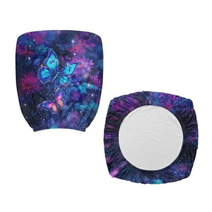 Galaxy Butterfly Computer Chair Covers Stretchable Office Chair Cover Dorm Computer Rotating Chair Slipcover 2 Piece Washable Seat and Back Cover Desk Chair Seat Cushion Protectors Purple - color: Galaxy Butterfly Purple