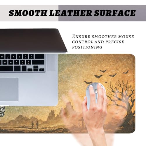 Skeleton Cowboy Gaming Mouse Pad Western Gothic Art Large Desk Mat with Stitched Edges,Non-Slip Waterproof Rubber Base Mouse Mat Office Computer Keyboard Laptop 31.5"x11.8" - color: Skeleton Cowboy