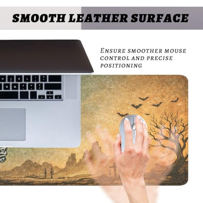 Skeleton Cowboy Gaming Mouse Pad Western Gothic Art Large Desk Mat with Stitched Edges,Non-Slip Waterproof Rubber Base Mouse Mat Office Computer Keyboard Laptop 31.5"x11.8" - color: Skeleton Cowboy