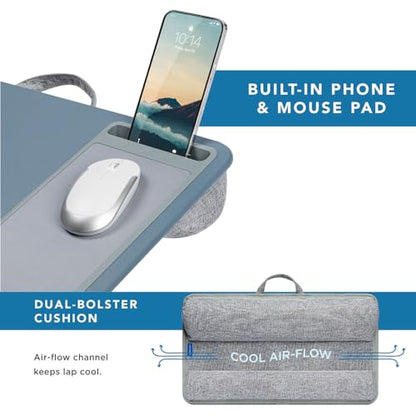 LAPGEAR Home Office Lap Desk with Device Ledge, Mouse Pad, and Phone Holder - Slate Blue - Fits up to 15.6 Inch Laptops - Style No. 91523 - color: Slate Blue, size: Home Office W/Device Ledge