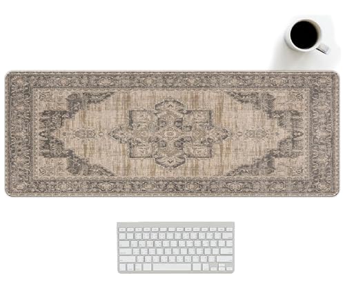 Boho Rug Mouse Pad, Large Retro Rug Carpet Desk Mat, Vintage Keyboard Long Mouse Mat for Computer Laptop Boho Gaming Mousepad Rugs Full Desk Pad for Women Office 31.5x11.8 - color: Vintage Rug, size: 31.5L x 11.8W inches