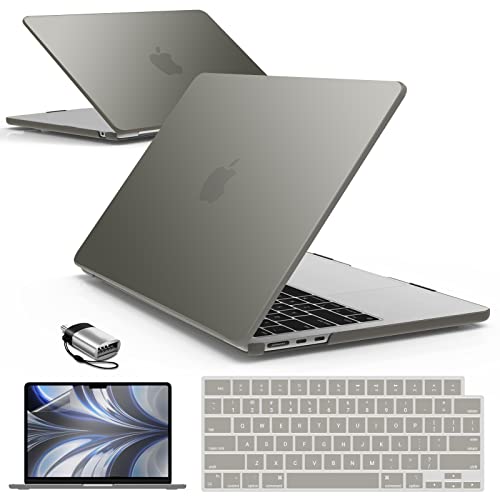 IBENZER Compatible with MacBook Air 13 inch Case M5 2026 M4 2025 M3 M2 2024-2022 A3449 A3240 A3113 A2681,HardShellCase&KeyboardCover ScreenFilm Type-C for Mac air 13.6", Gray, KK-GY+2TC - color: Gray