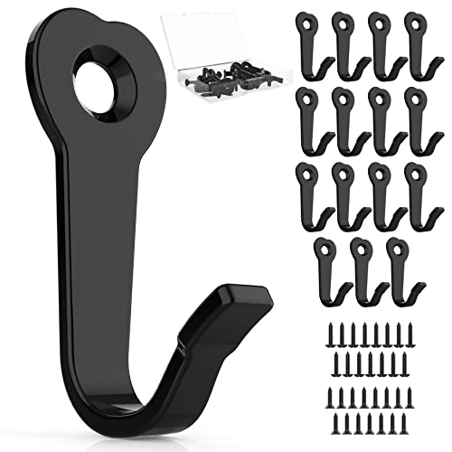 ZAYBOD Heavy Duty Wall Mounted Black Coat Hooks, mudroom Hooks, Backpack Hooks, Robe Hooks, Hat Hook - color: 15PCS + Black Hooks