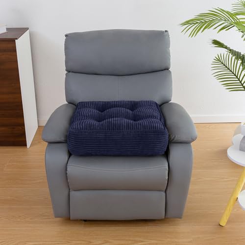 HIGOGOGO Tufted Corduroy Recliner Seat Cushion for Elderly, 20x20x6 Inch Extra Large Square Seat Cushion for Recliner Chair, Floor Pillow, Office Chair, Car, No Pressure on Thighs, Navy - color: Navy, size: 20x20x6