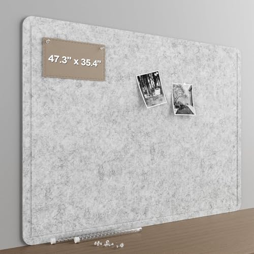 Felt Bulletin Board for Wall 48" x 36" Unfolded Size, Large Frameless Felt Pin Board, Soft Cork Board Alternative for Office, Home Planning, Notes, Photos & Wall Decor, Foldable Shipping, Easy Install - color: Light Grey, size: 48" x 36"